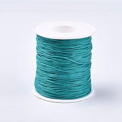 Teal Waxed Cotton Thread Cords, Teal, 1mm, about 100yards/roll(300 feet/roll)