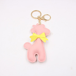 Pink Cute Bow PU Leather Giraffe Keychain for Women's Wallet, Phone and Bag