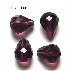 Purple Imitation Austrian Crystal Beads, Grade AAA, Faceted, Drop, Purple, 8x10mm, Hole: 0.9~1mm