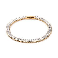 Golden Clear Cubic Zirconia Tennis Bracelet, 304 Stainless Steel Chain Bracelet for Women, Golden, 8-5/8 inch(22cm)