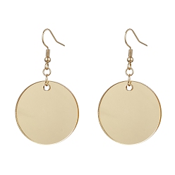 Wheat Blank Flat Round Acrylic Dangle Earrings, with Real 18K Gold Plated 304 Stainless Steel Earring Pins, Wheat, 53x29.5mm