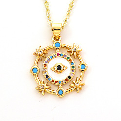 02 Evil Eye Necklace with Hand and Oil Drop Pendant in Copper Plated Gold