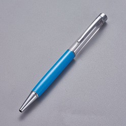 Темно-Голубой Креативные шариковые ручки с пустой трубкой, со стержнем с черными чернилами внутри, для diy блестящая эпоксидная смола шариковая ручка с кристаллами гербариевая ручка для изготовления, серебряные, глубокое синее небо, 140x10 мм
