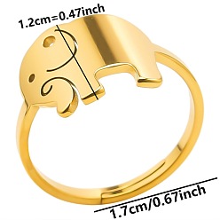 Golden 304 Stainless Steel Elephant Adjustable Ring, Golden, Inner Diameter: 17mm