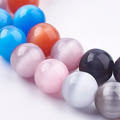 Mixed Color Cat Eye Beads Strands, Round, Mixed Color, 8mm, Hole: 1mm, about 48pcs/strand, 13.9 inch(35.5cm)