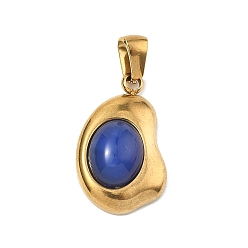 Натуральный Агат Подвески из окрашенного и подвергнутого термической обработке натурального синего агата., с 304 нержавеющей стали, ионное покрытие (ip), 22x13.5x6.5~7 мм, отверстие : 4.5x3.5 мм