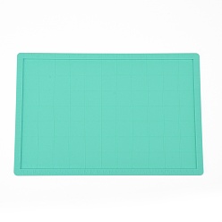 Turquoise Silicone Hot Pads Heat Resistant, with Scale, for Hot Dishes Heat Insulation Pad Kitchen Tool, Rectangle, Turquoise, 30x20x0.3cm