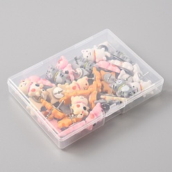 Mixed Color Plastic Cat Shape Push Pins, Thumbtack, with Steel Pin, for Home School Office Notice Board Cork Board, Mixed Color, 26x25mm, 30pcs/box