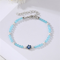 Blue flower pendant. Colorful Pearl Flower Bracelet with Unique Design and Handmade Beads