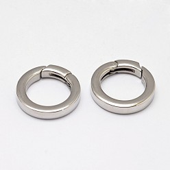 Stainless Steel Color 304 Stainless Steel Spring Gate Rings, O Rings, Ring, Stainless Steel Color, 6 Gauge, 21x4mm, Inner Diameter: 14mm
