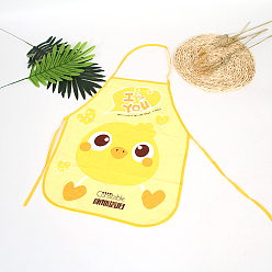 Желтый Мультяшный детский водонепроницаемый фартук без рукавов peva, с двойным плечевым ремнем, желтые, 50x39.5 см