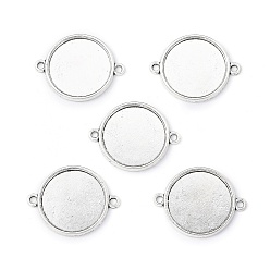 Antique Silver Tibetan Style Alloy Cabochon Connector Settings, Cadmium Free & Lead Free, Plain Edge Bezel Cups, Flat Round, Antique Silver, Tray: 25mm, 34x28x2mm, Hole: 2mm, about 333pcs/1000g