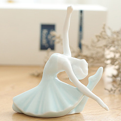 Azure Ceramics Yoga Girl Figurines, for Home Desktop Decoration, Azure, 80x110mm