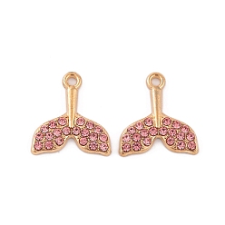 Бриллиантовый Оранжево-желтый Подвески из сплава и страза, без кадмия и без свинца, прелести рыбий хвост, Padparadscha, 17x15.5x2 мм, отверстие : 2 мм