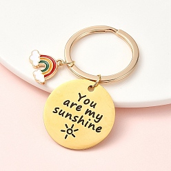 Золотой 304 брелок из нержавеющей стали и сплава, с 304 кольцами из нержавеющей стали, радуга, золотые, 6 см, Кулон : 14~30 мм