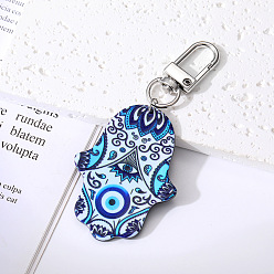 #18 Blue and White Lotus Eye Vintage Hand-painted Acrylic Devil Eye Keychain Pendant Charm Jewelry