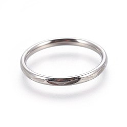 Stainless Steel Color 304 Stainless Steel Finger Rings, Stainless Steel Color, Size 5, 15.7mm