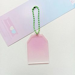 Pink Gradual Acrylic DIY Disc Pendant Keychain Blanks, with Ball Chains, Polygon, Pink, 4cm
