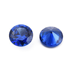 Blue Diamond Shaped Cubic Zirconia Pointed Back Cabochons, Faceted, Blue, 8x4.6mm
