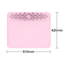 Pearl Pink Washable Silicone Craft Mat, Watercolor Oil Paint Palette Mat, with Graduated scale for Resin Casting, Painting, Art, Clay, Rectangle, Pearl Pink, 51x42cm