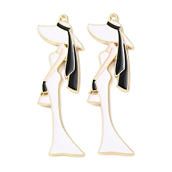 Белый Эмали сплава большие кулоны, женские прелести, стойки покрытие, долговечный, золотые, белые, 60.5x20.5x2 мм, отверстие : 1.8 мм