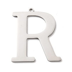 Letter R 304 подвески из нержавеющей стали, буквы, Буква R, 40x30x1.4 мм, отверстие : 2 мм