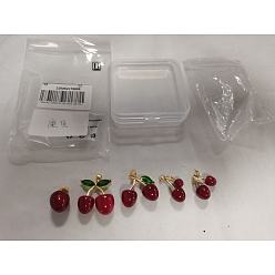 (123L) Белый крем непрозрачный блеск 5шт. 5 стили латунных подвесок из смолы, вишня, золотые, огнеупорный кирпич, 20~30x15.5~30.5x11~16 мм, отверстие : 3~7 мм, 1 шт / стиль