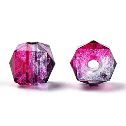 Purple Two Tone Transparent Spray Painted Acrylic Beads, Polygon, Purple, 7.5x8x8mm, Hole: 1.8mm, about 1690pcs/500g