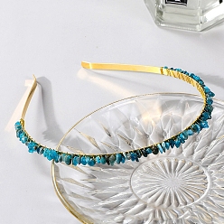 Apatite Wire Wrapped Natural Apatite Chip Hair Bands, with Metal Hoop, for Women Girls, 140x120x25mm