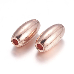 Real Rose Gold Plated Brass Beads, Long-Lasting Plated, Rice, Cadmium Free & Lead Free, Real Rose Gold Plated, 7x4mm, Hole: 1mm
