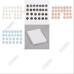 Mixed Color 4Bags 4 Colors Initial Letter A~Z Alphabet Enamel Charms, Flat Round Disc Double Sided Charms, Mixed Color, 14x12x2mm, Hole: 1.5mm, 26pcs/bag, 1bag/color