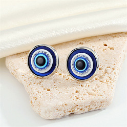 Silver eyes Vintage Devil Eye Stud Earrings with Colorful Turkish Evil Eye Design