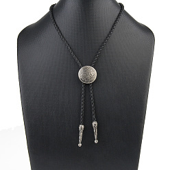 Human Antique Silver Alloy Pendants Lariat Necklaces, Bolo Tie, Human, 39.37 inch(100cm)
