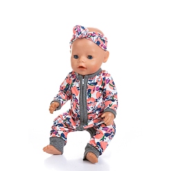 Salmon Cloth Doll Jumpsuit & Headband, with Flower & Animal & Fruit Pattern, for 18 inch Girl Doll Dressing Accessories, Salmon, 457.2mm