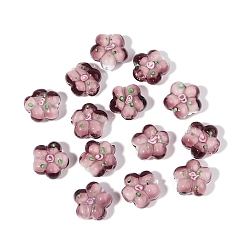 Серо-розавый Полупрозрачные бусины лэмпворк ручной работы, цветок, увядшая роза, 15x14x8 мм, отверстие : 2 мм