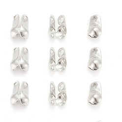 Platinum Iron Bead Tips, Calotte Ends, Cadmium Free & Lead Free, Clamshell Knot Cover, Platinum, 4x2mm, Hole: 1mm, 1.5mm inner diameter