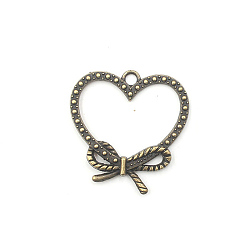 Bowknot Подвески из сплава в тибетском стиле с тематикой сердца, античная бронза, сердце, 29x32 мм