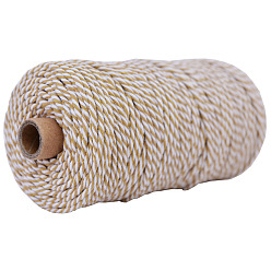 Camel 100M Bicolor Round Cotton Cord, for Gift Wrapping, DIY Craft, Camel, 3mm, about 109.36 Yards(100m)/Roll