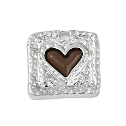 Верблюжий Стойки обшивки сплава эмали подвески, без кадмия, без никеля и без свинца, квадрат с подвеской в виде сердца, платина, верблюжие, 19x20x3 мм, отверстие : 2 мм