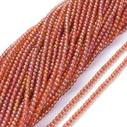 Orange Red Electroplate Glass Beads Strands, Full Rainbow Plated, Round, Orange Red, 2.5mm, Hole: 0.7mm, about 177pcs/Strand, 14.09 inch(35.8cm)