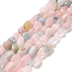 Morganite Natural Morganite Beads Strands, Tumbled Stone, Nuggets, 8.9~13.5x6.9~7.5x3.8~5.4mm, Hole: 1mm, about 46~47pcs/strand, 15.87''(40.3cm)