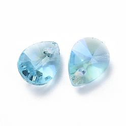 Аквамарин Стеклянные украшения из горного хрусталя, граненые, слеза, аквамарин, 8x6x4 мм, отверстие : 1.2 мм
