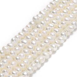 Beige Natural Cultured Freshwater Pearl Beads Strands, Potato, Beige, 3~4x3.5~4x3.5~4mm, Hole: 0.5mm, about 103~107pcs/strand, 14.17 inch(36cm)