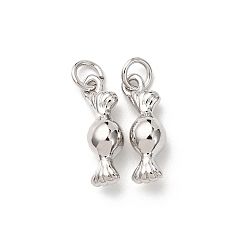 Платина Латунные подвески, конфеты прелести, без кадмия и без свинца, стойки покрытие, долговечный, с целью перехода в кольце, платина, 14x4x4.5 мм, отверстие : 2.3 мм