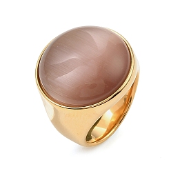 Розово-Коричневый 304 Кольца из нержавеющей стали с эффектом «кошачьих глаз» для женщин, золотые, розово-коричневый, 18 мм