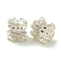 Серебро Стойки обшивки латунь микро проложить кубического циркония бусы, долговечный, без свинца и без кадмия, колонка, серебряные, 5.8x5 мм, отверстие : 1.2 мм