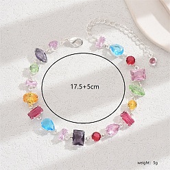 (52) Непрозрачная лаванда Латунные цветные браслеты-цепочки с кубическим цирконием для женщин, модный и универсальный, разноцветные, 6-7/8 дюйм (17.5 см)