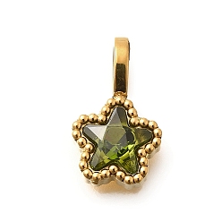 Темно-оливково-зеленый 304 из нержавеющей стали горный хрусталь подвески, ионное покрытие (ip), звезды прелести, темно-оливковый зеленый, 14.5x8.5x3.5 мм, отверстие : 4.5x2.5 мм