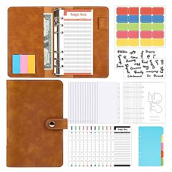 Sienna Budget Binder with Zipper Envelopes, Including Imitation Leather A6 Blank Binders, Colorful Budget Sheet, Zippered Bag, Word Letter Sticke, for Budgeting Financial Planning, Sienna, 190x130x40mm