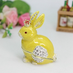 Yellow Rabbit Alloy Enamel Jewelry Storage Box, with Magnetic Clasps, Home Decoration, Yellow, 35x45x65mm